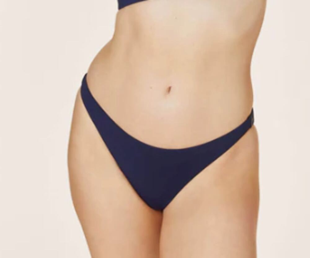 NWT Andie Women's The Cheeky Bikini Bottom Smooth Navy Blue Size S